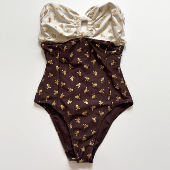 Brown, White and Gold  Swim Suit - Picture 1 of 9